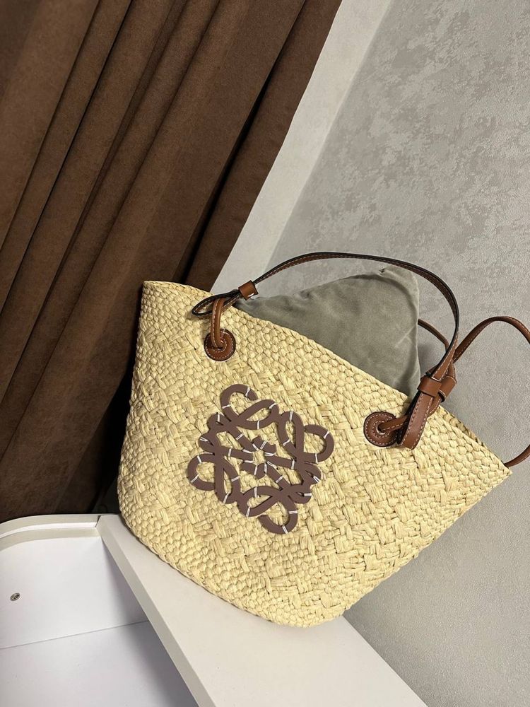 Сумка Loewe солом'яна плетена сумочка лоеве соломенная пляжная летняя