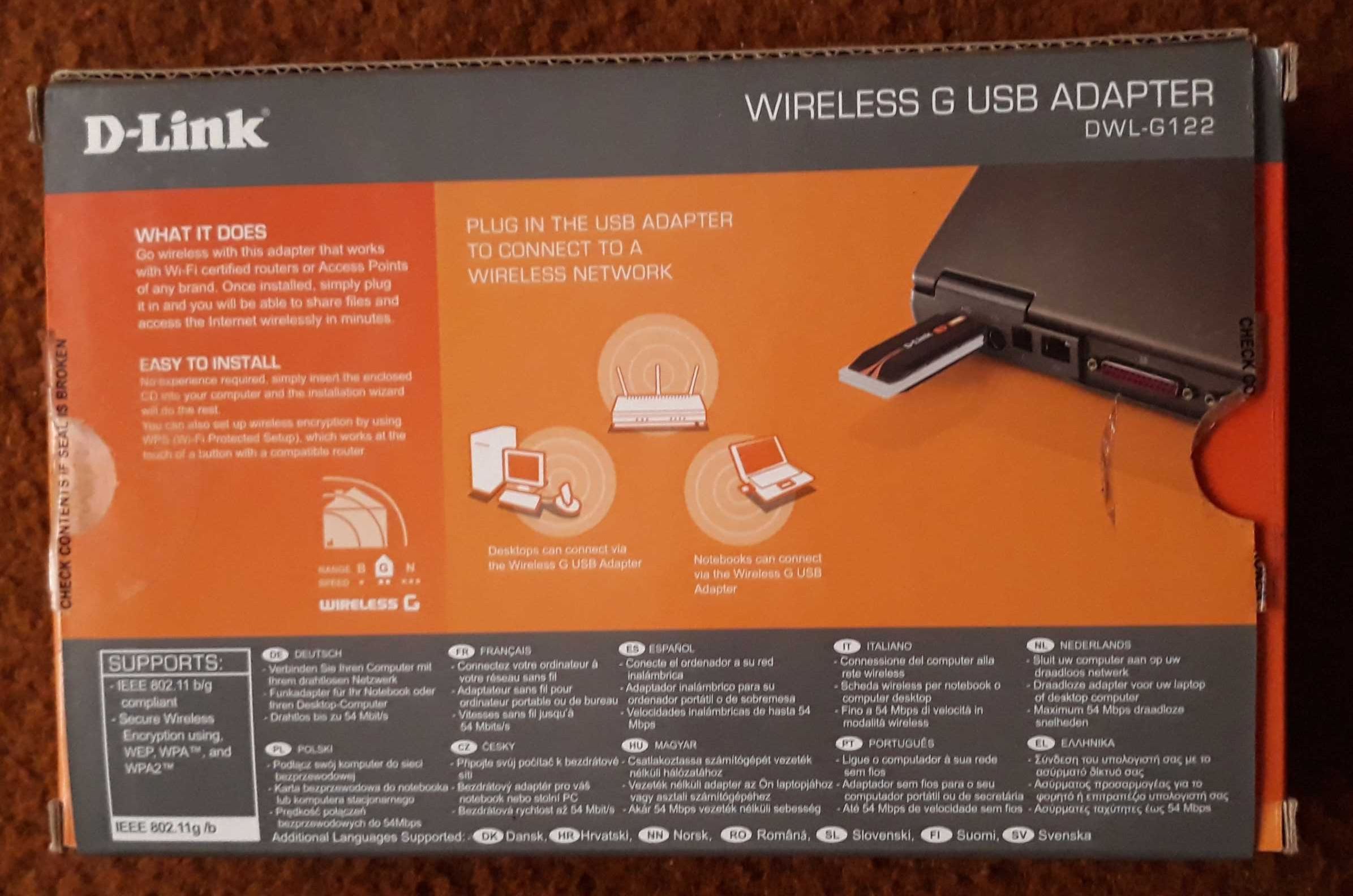 D-Link pen wireless G USB adaptador - novo - portes incluídos