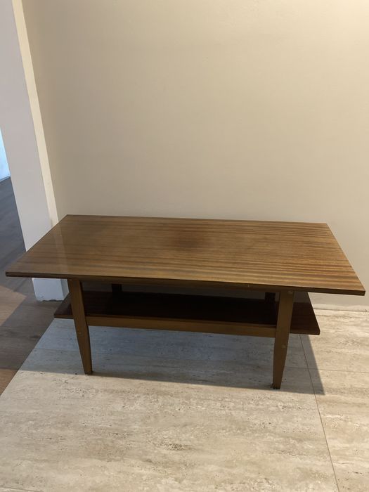 Ława brązowa vintage z półką