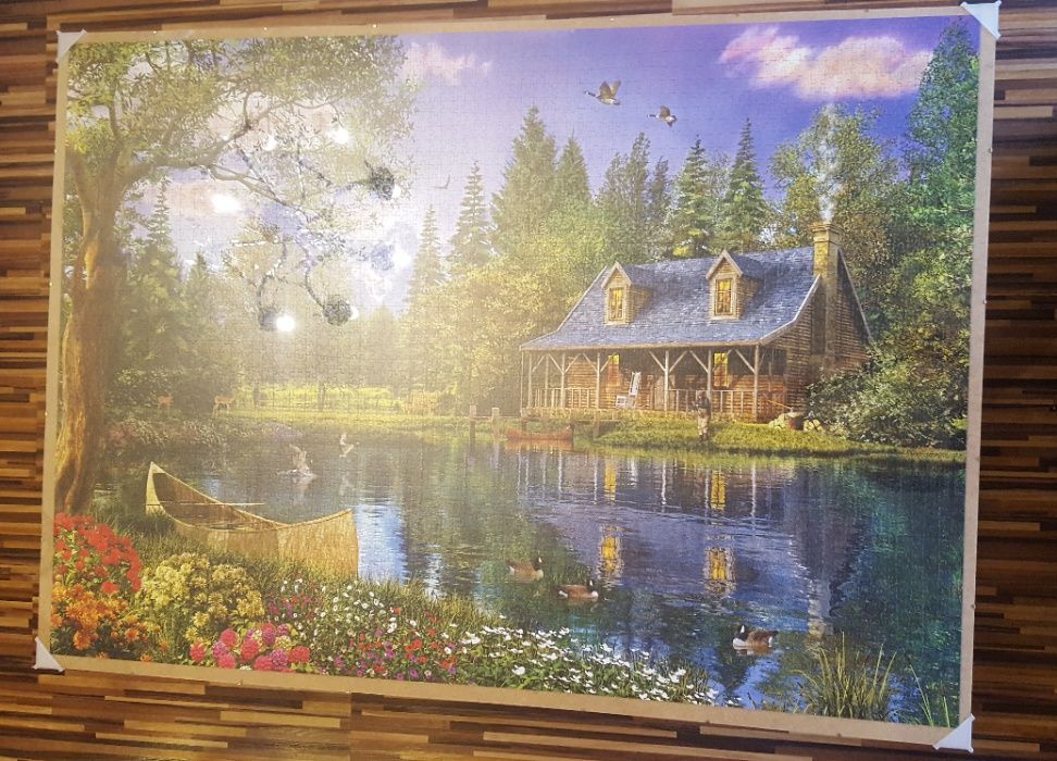 Puzzle puzle ułożone dom nad jeziorem 4000 szt z antyramą Trefl