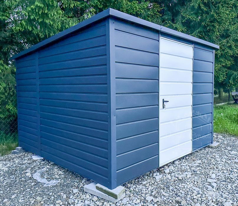 Schowek Domek Ogrodowy 3x3m Drzwi Antracyt Biały Dach Spad w tył ID570