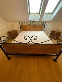 Łóżko metalowe z el. drewnianymi robione na zamówienie 200x200 Solidne