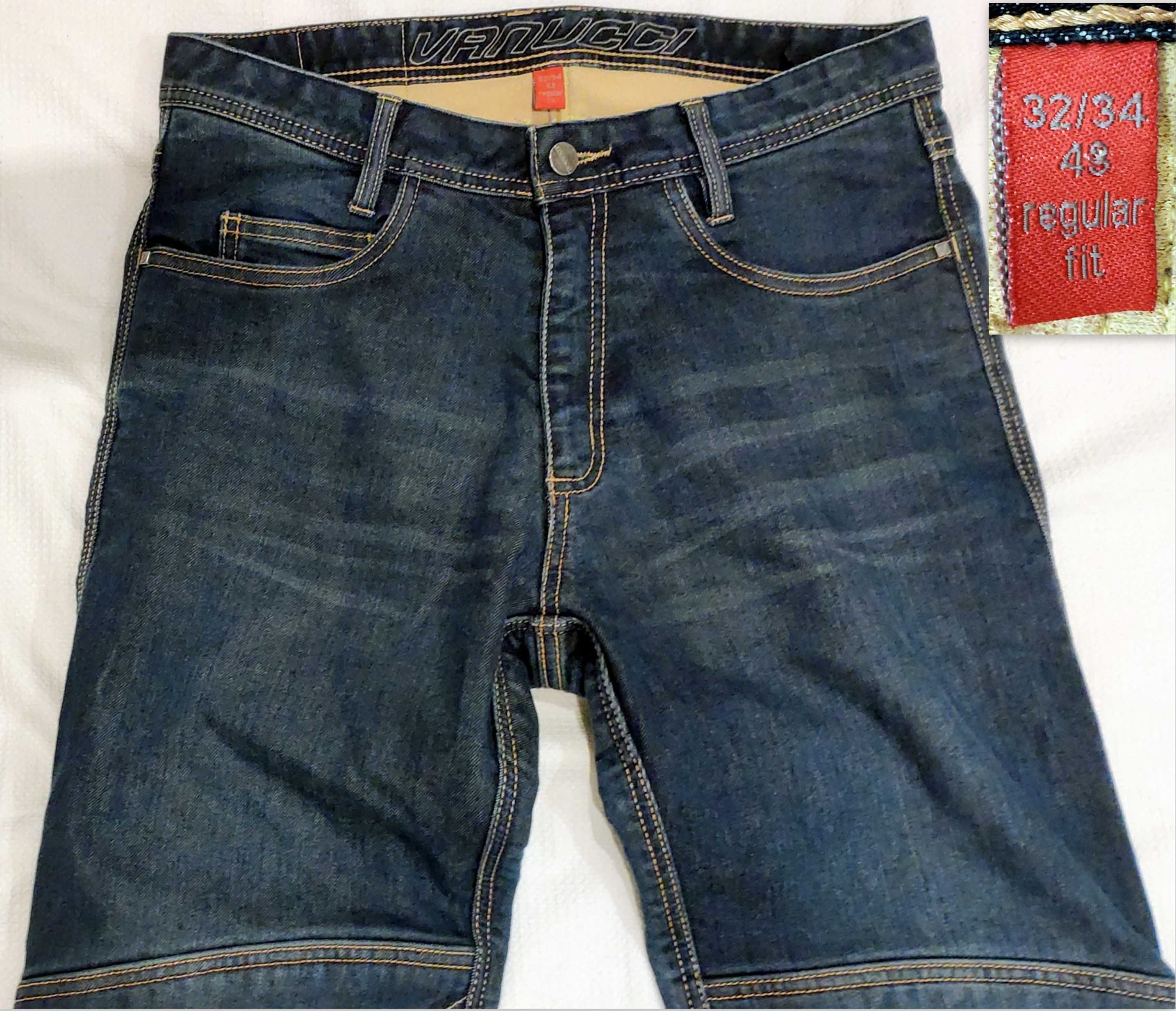 spodnie # VANUCCI Cordura Denim Jeans Biker Casual LUX stan W32 L34