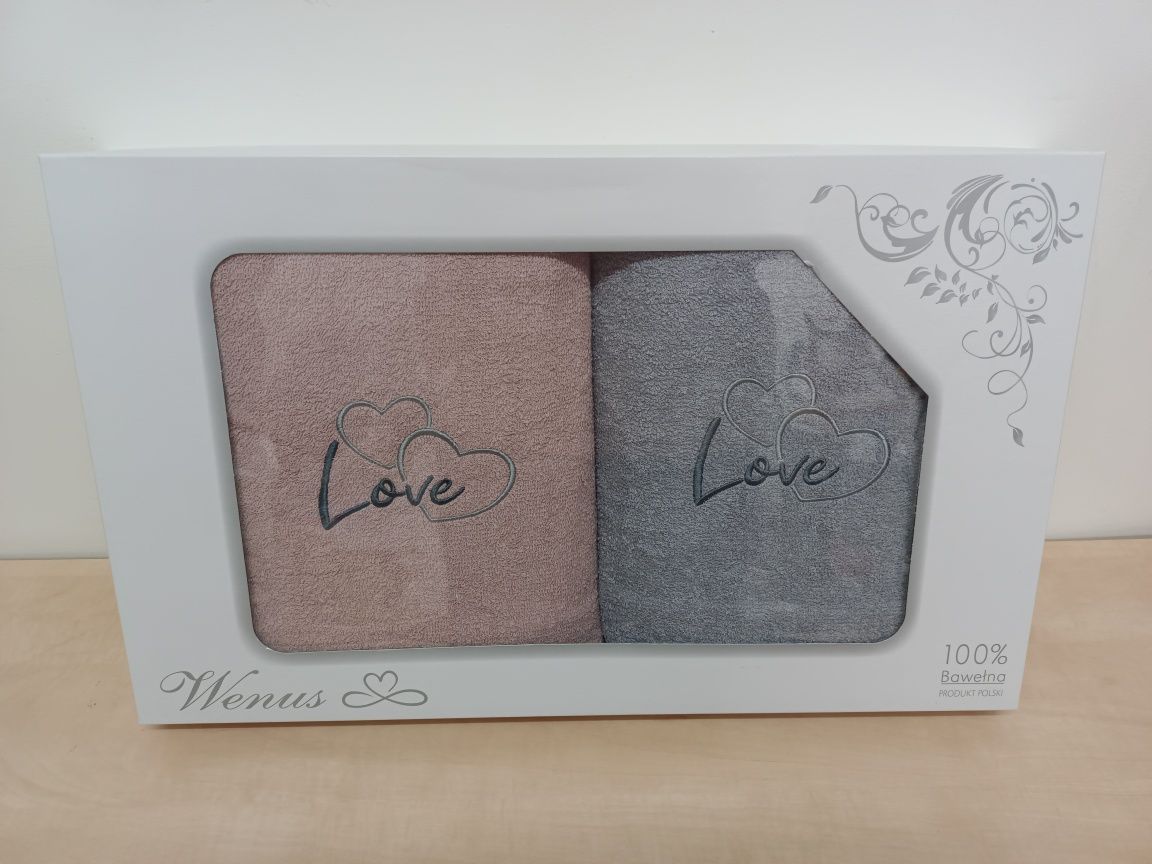 Ręczniki z napisem Love prezent