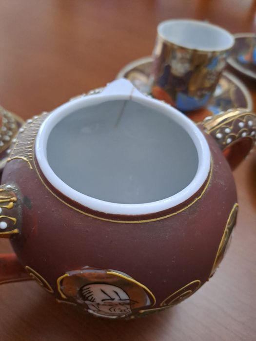 Serviço café chinês pintado à mão e açucareiro