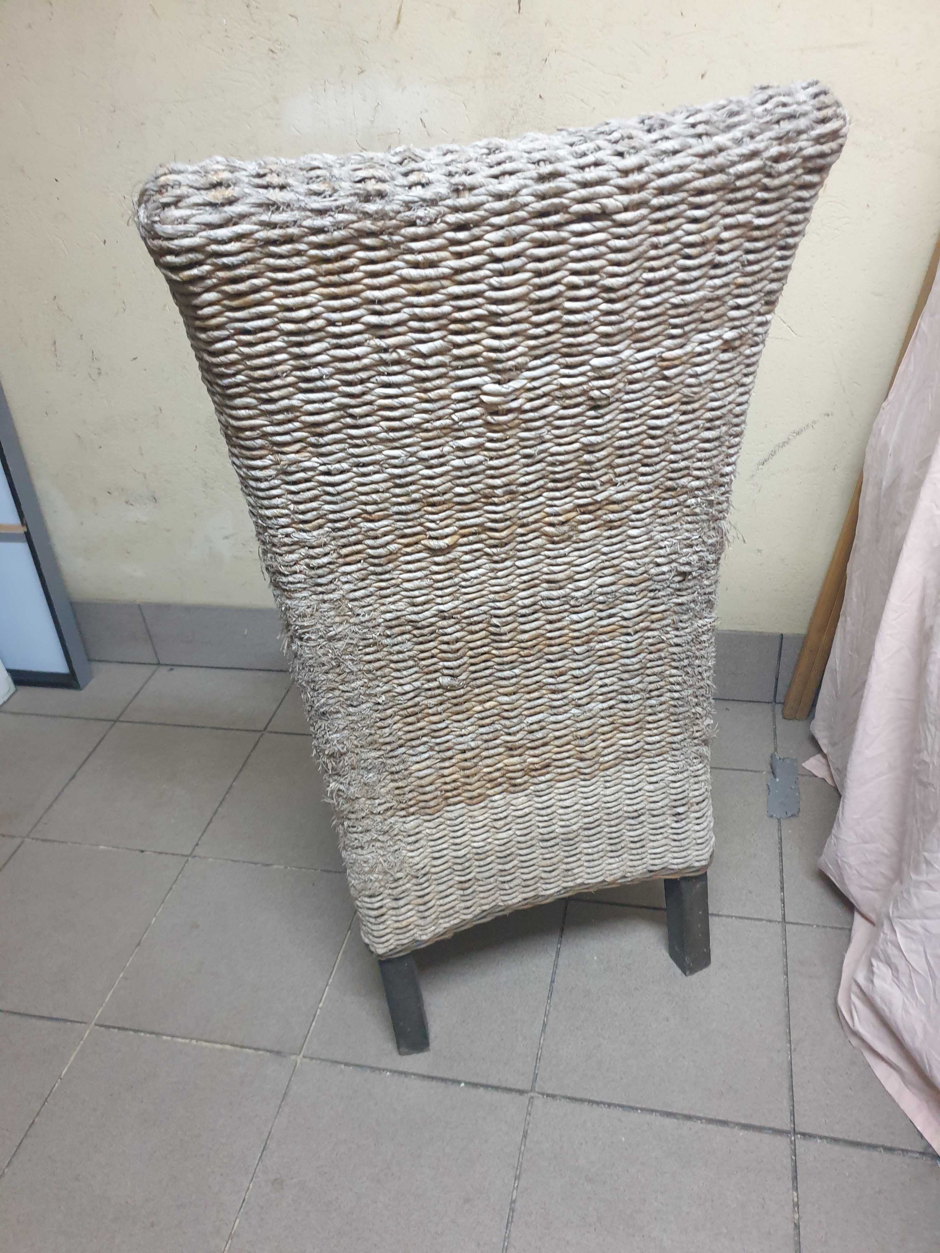 Ogrodowe krzeslo Fotel pleciony wiklinowy sznurkowy plecione ze sznura