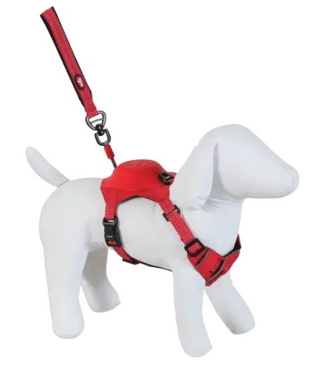 Szelki dla psa z wbudowaną smyczą automatyczną - Zolux XL czerwone