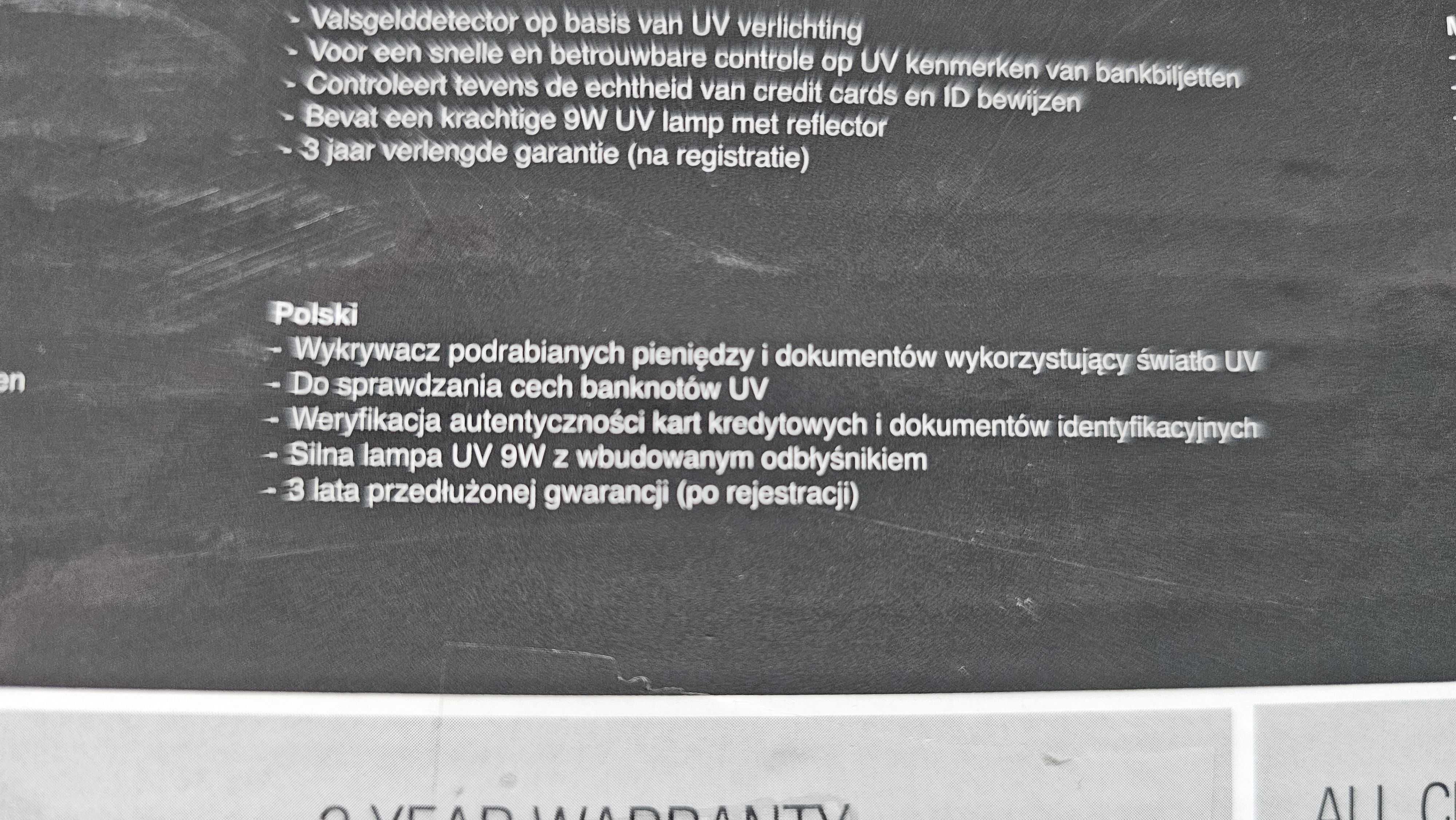 Tester banknotów UV Safescan 50 brak żarówki