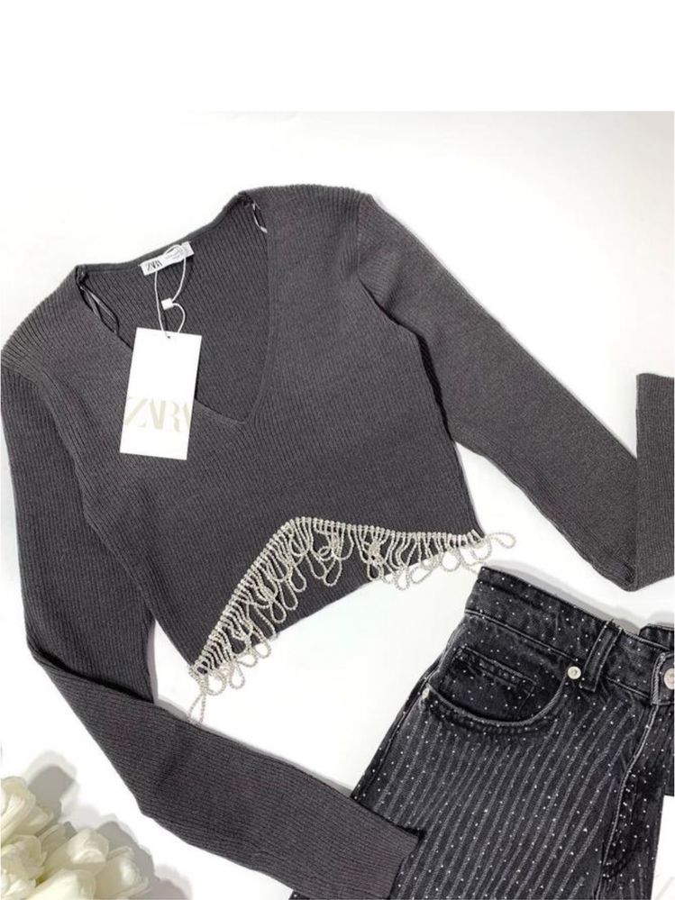 Топ зі стразами кофта zara l