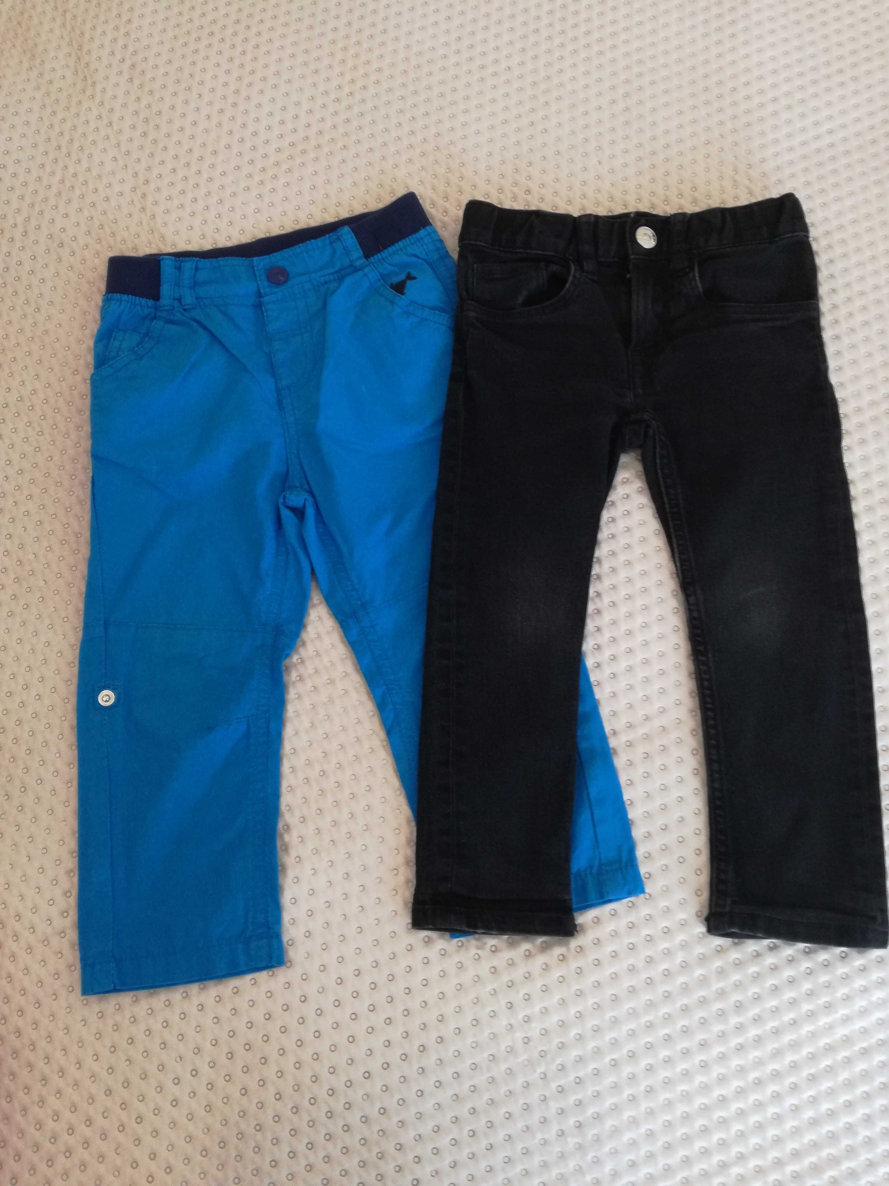 Spodnie czarne h&m jeansowe niebieskie smyk bawełna 2 pary 92