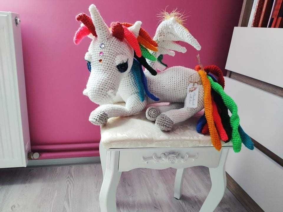 Słodki tęczowy jednorożec unicorn dla dziewczynki handmade