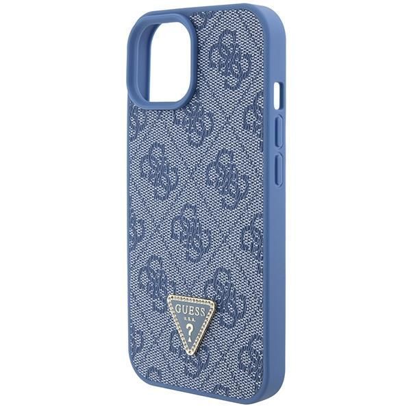 Guess Etui Dla iPhone'a 15 6.1" Niebieskie Crossbody - Logo Metalowe