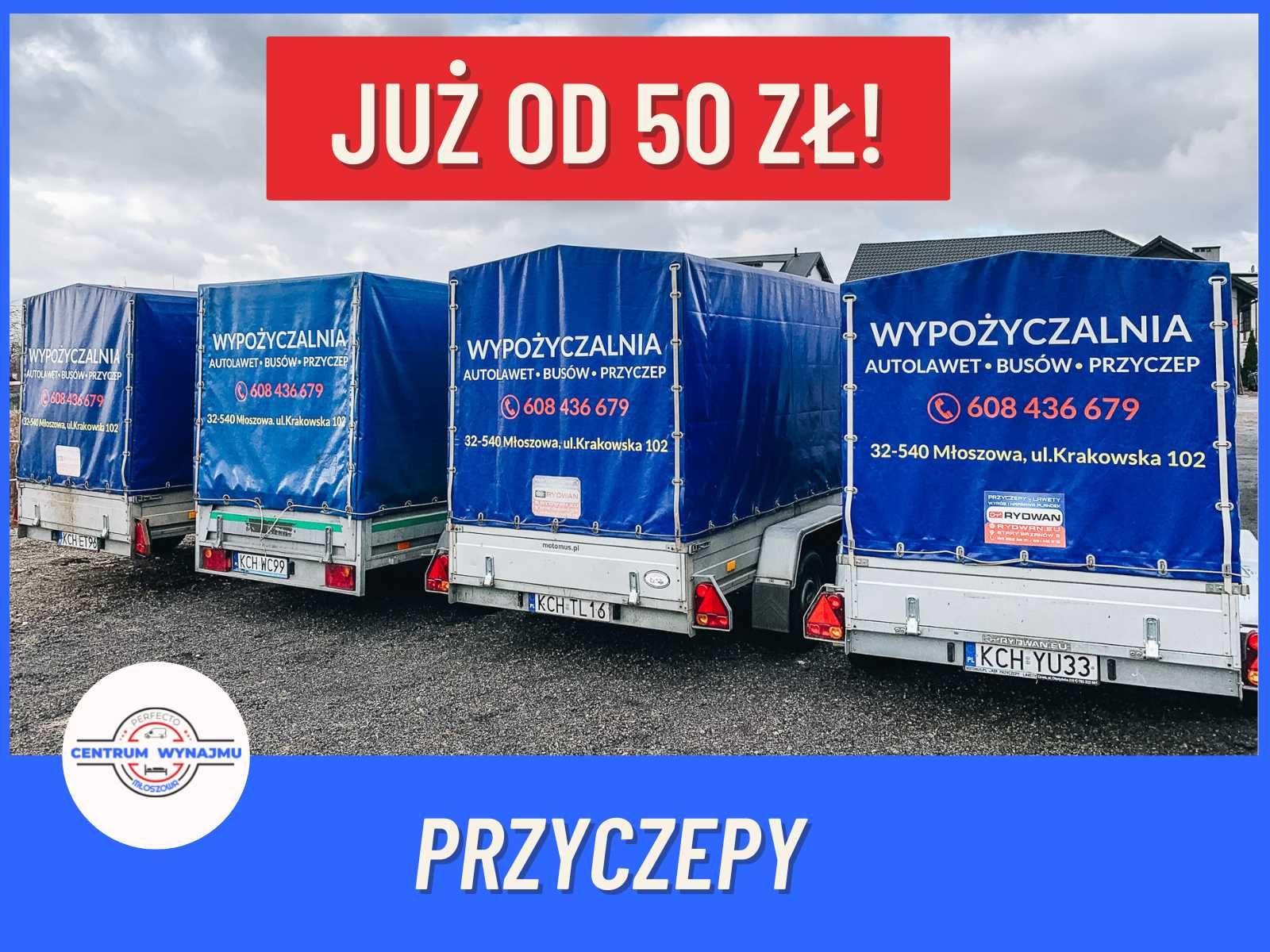 Wypożyczalnia Wynajem Lawet Przyczep do 750 dmc Na motory itp.