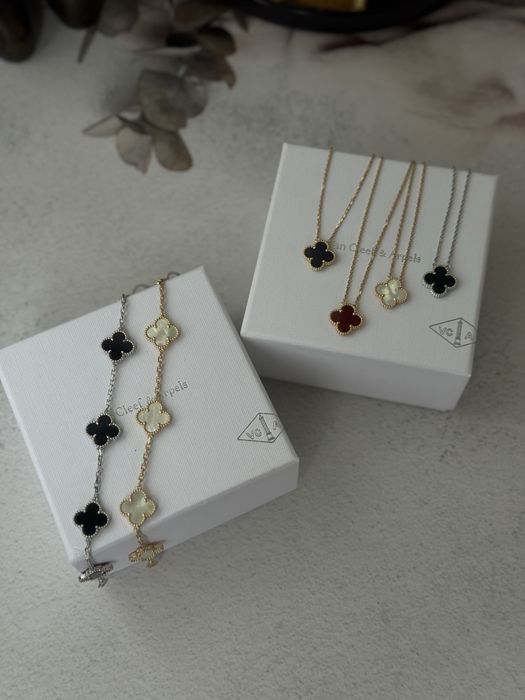 Сет в стилі Van cleef, набір ван кліф (сережки, підвіска, браслет)