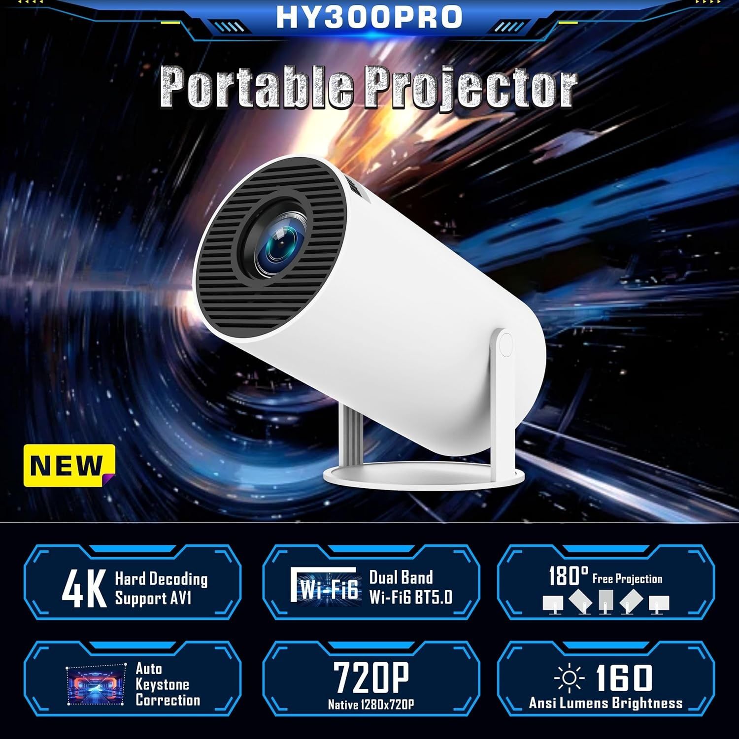 Mini przenośny projektor WiFi 5g 139 cali Android 11