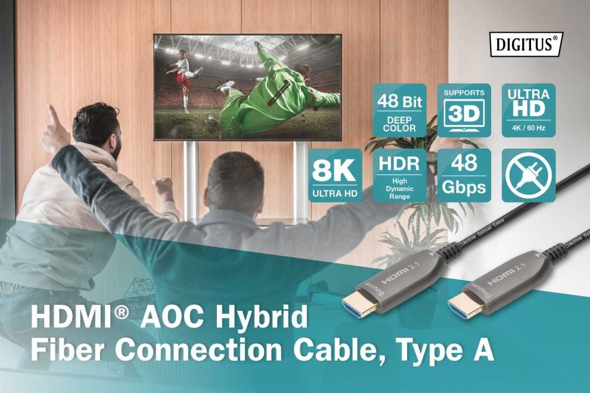 Digitus Kabel hybrydowy AOC HDMI 2.1 Ultra High Speed 8K/60Hz 10m