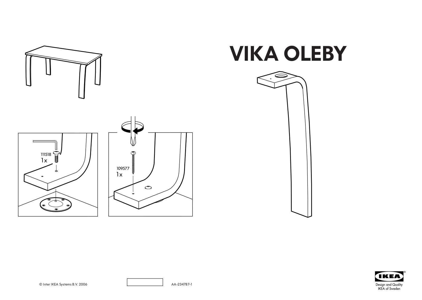 2 pernas IKEA Vika Oleby para mesa ou secretária - vintage 2006