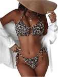 Bikini damskie panterka halter wysoki stan stringi lato rozmiar XL