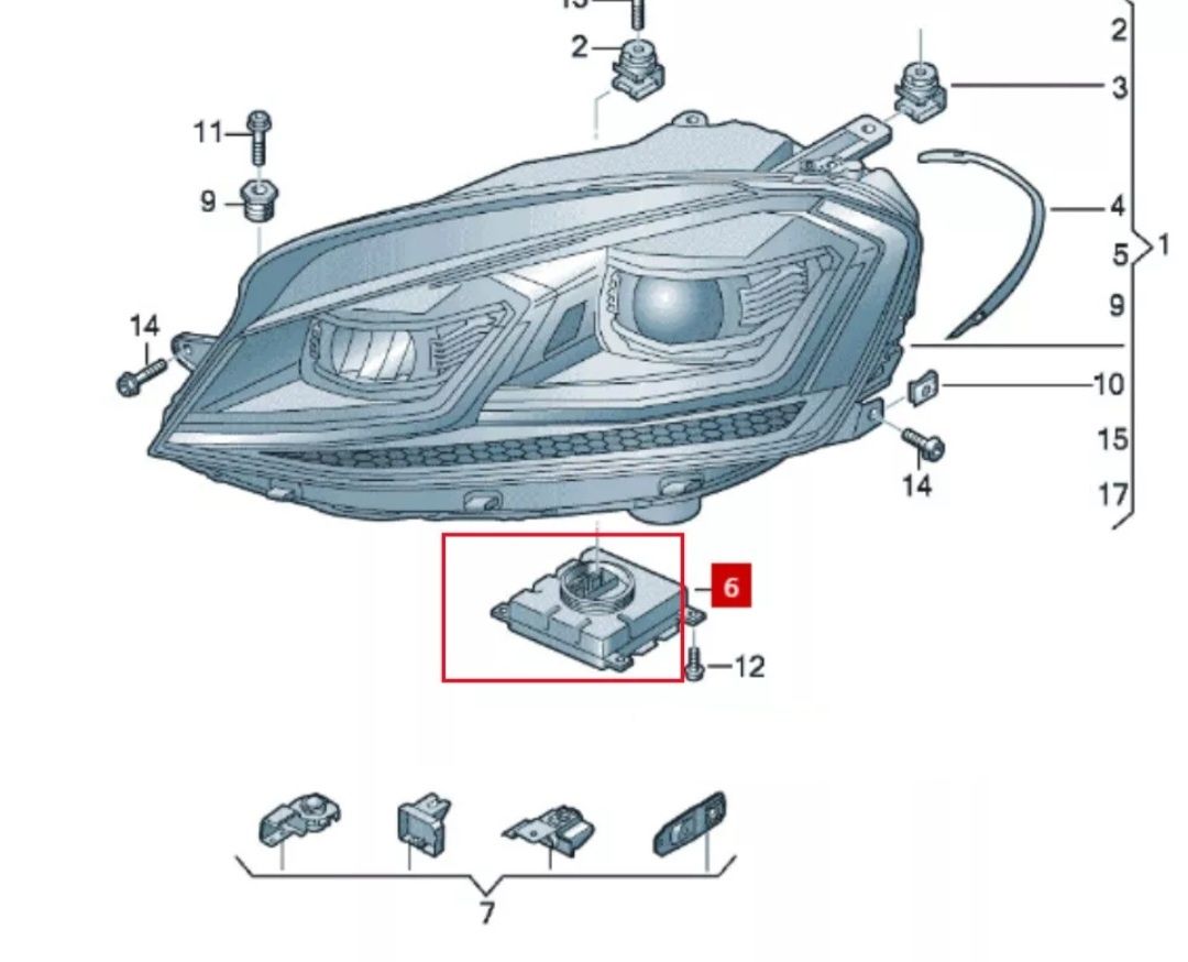 Módulo de controlo  para ótica LED VAG 7P5   941   591   AD