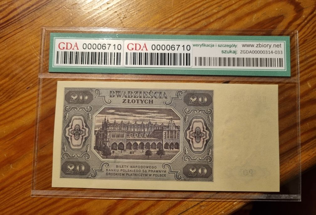 Banknot 20 zł 1948 grading GDA 53