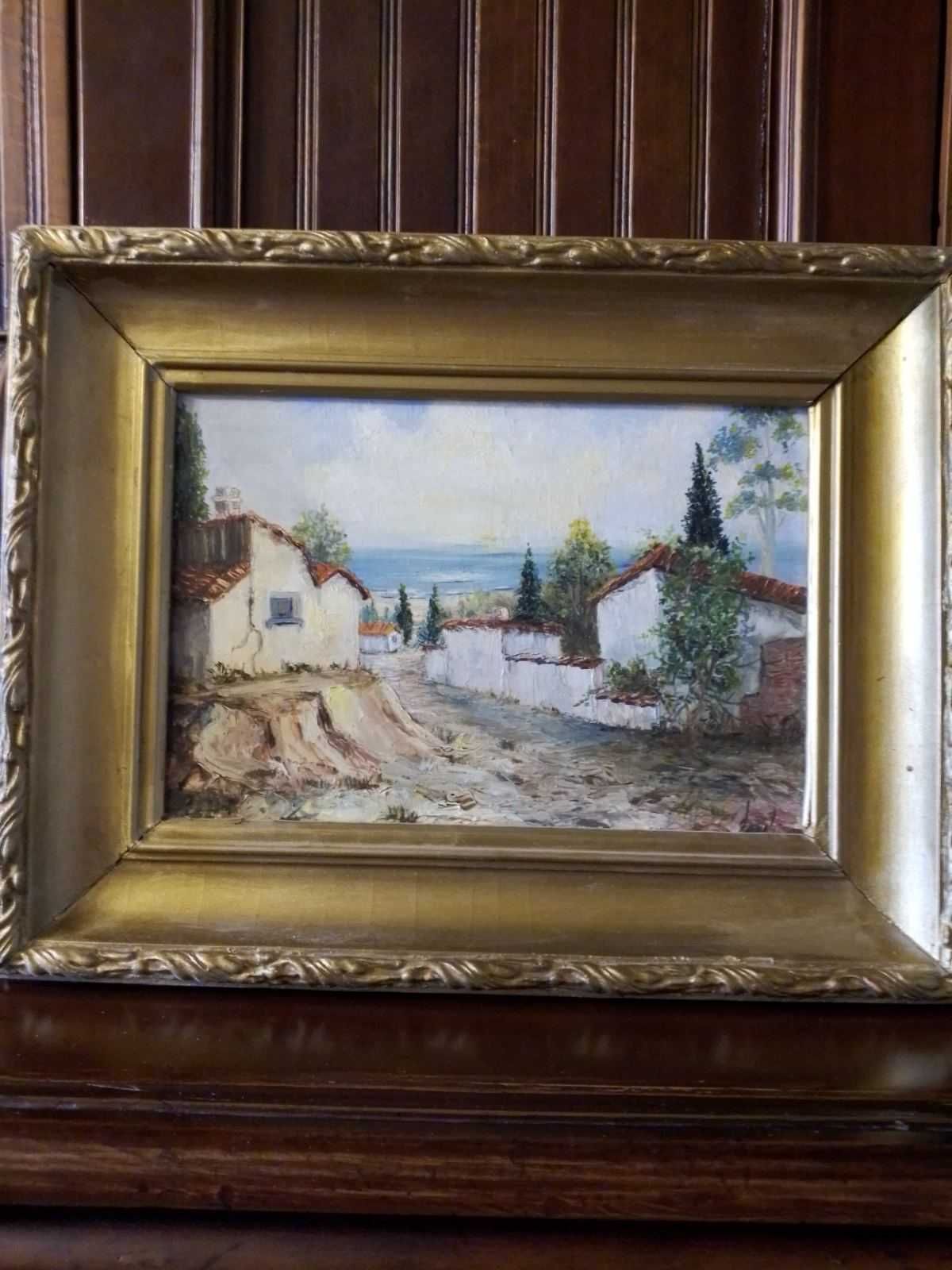 Картина "Рыбацкая деревня",холст,масло,1985-1990гг