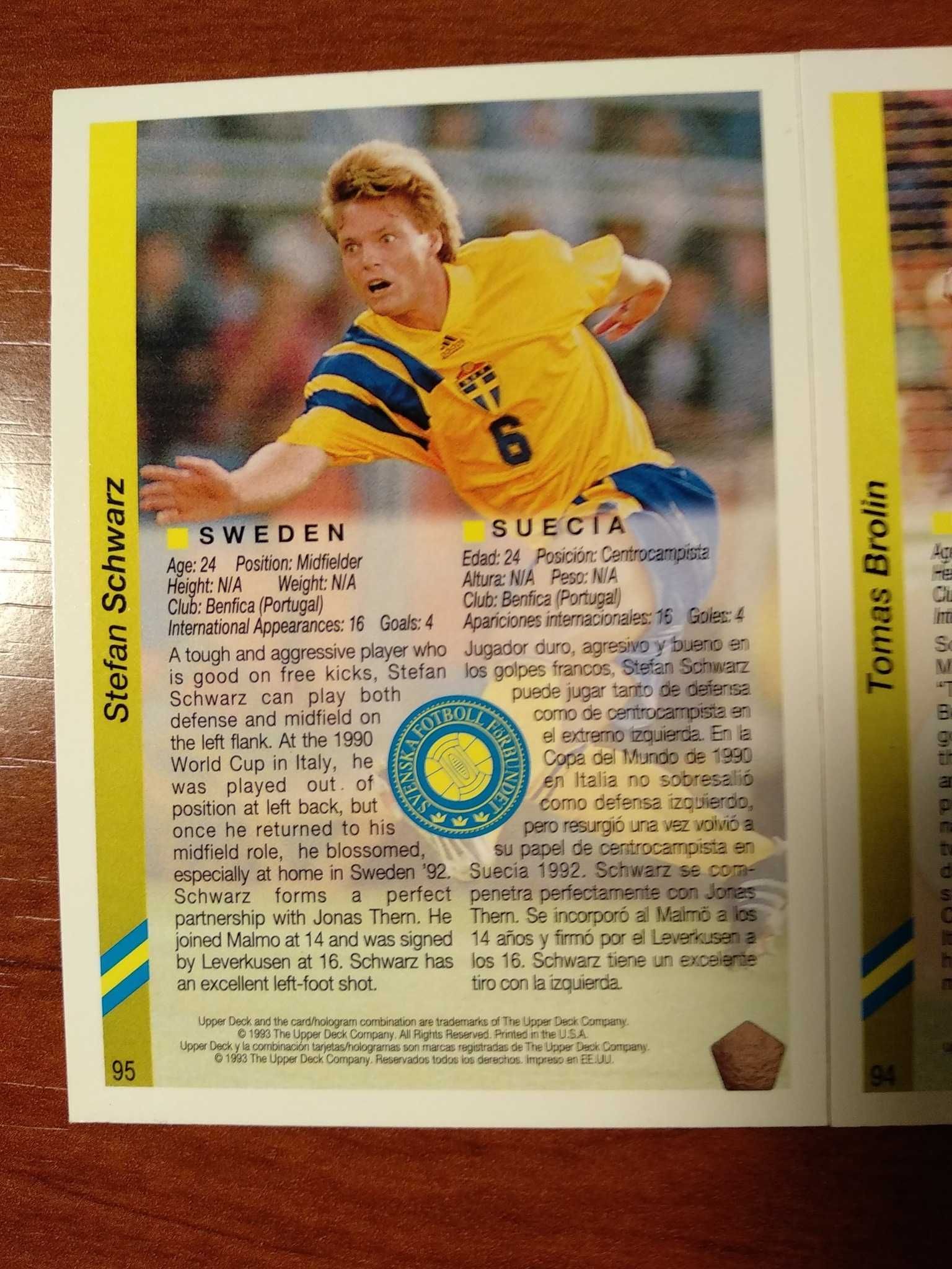 Upper Deck Cartas Futebol 1993/1994 Soccer Trading Cards World Cup USA