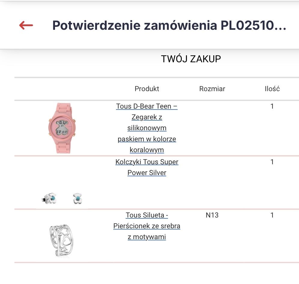 Tous pierścionek srebrny Silueta regulowany roz.13