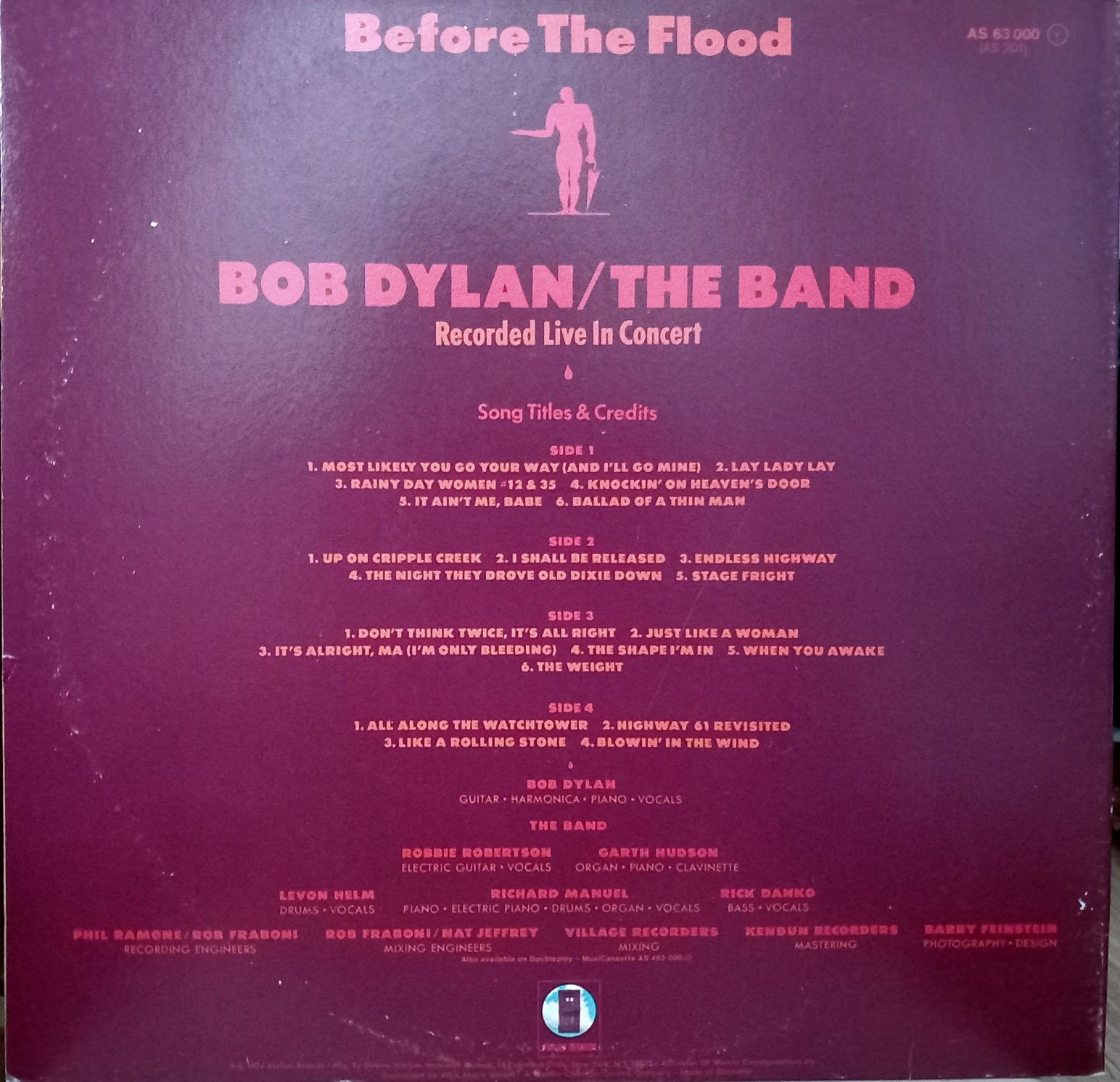 BobDylan/TheBand BeforeTheFlood 2LP Win EX