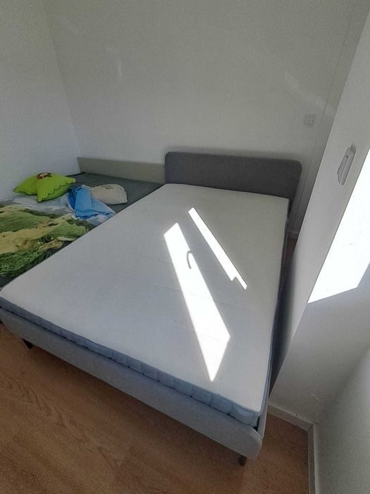IKEA SLATTUM bed frame with VESTEROY pocket-sprung mattress.