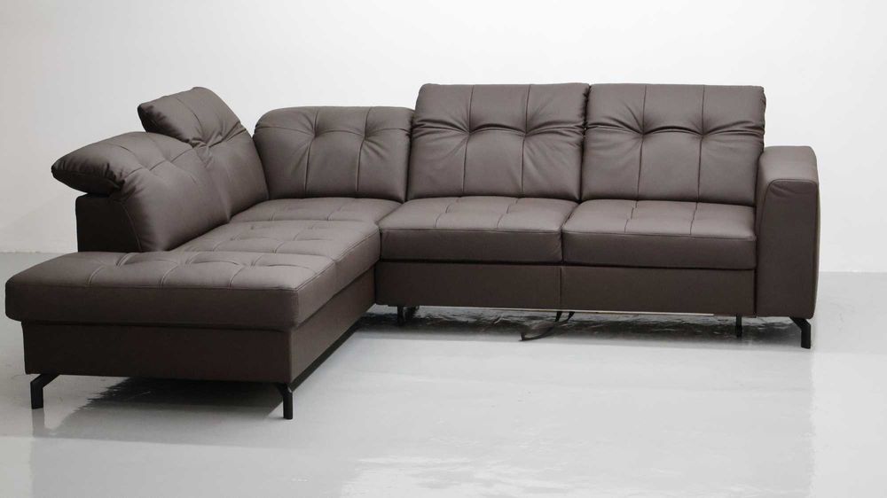 TLK SKÓRA NATURALNA NAROŻNIK funkcja spania SOFA kanapa brązowa salon