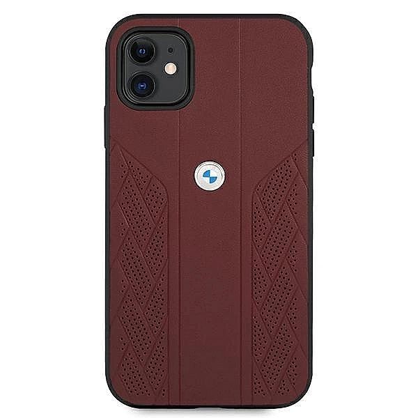 Etui BMW Leather Curve Perforate na iPhone 11 / Xr - czerwone