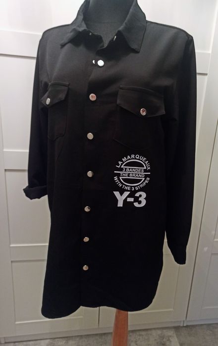 Dłuższa czarna bluzka koszulowa/tunika/narzutka