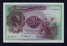 nota Portugal 20 Escudos 1927 bela excelente e rara