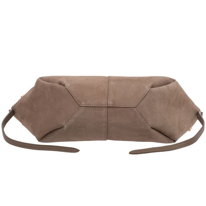 VERA PELLE torebka zamszowa shopper mała rozpinana V686 oliwkowa