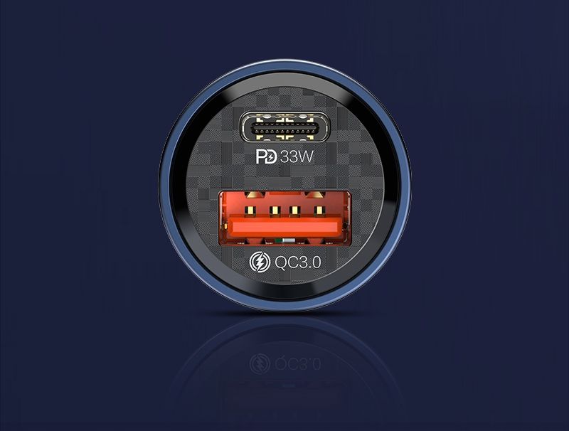 Szybka Ładowarka Samochodowa Usb-C Typ C I Usb Qc Pd 3A 33W Recci