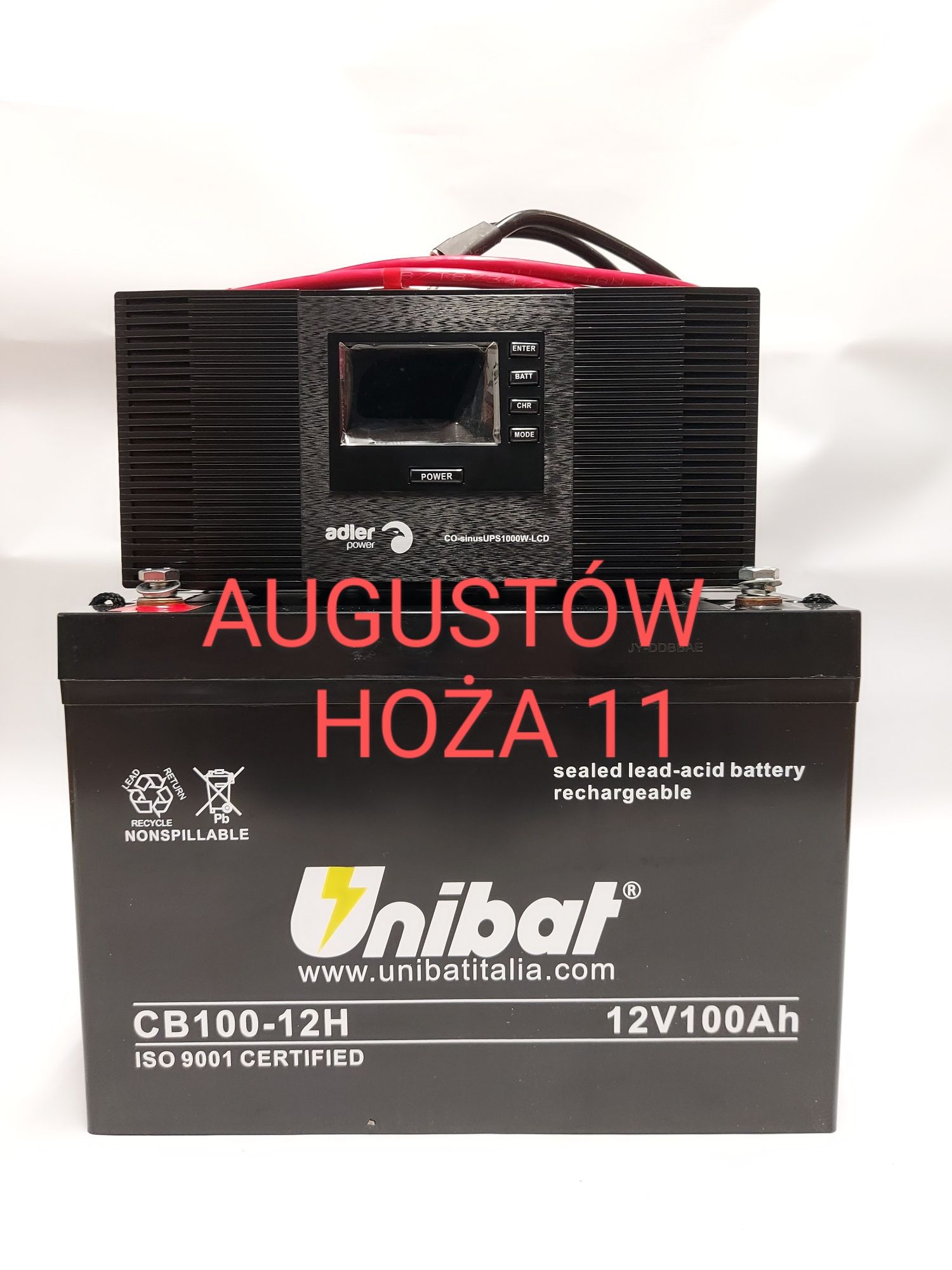 Zasilanie awaryjne  Akumulator 12V 100Ah UNIBAT AGM+Iverter 1000W