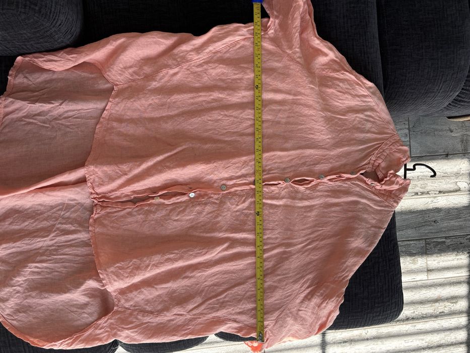 Koralowa lniana koszula oversize