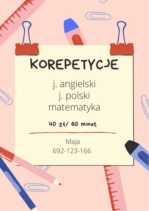KOREPETYCJE Angielski/ Matematyka/ Polski