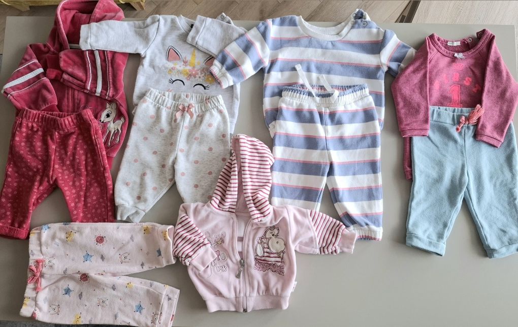 Dres niemowlęcy 10 SZT rozm.68 bluzy spodnie dziewczynka+GRATIS Kamize