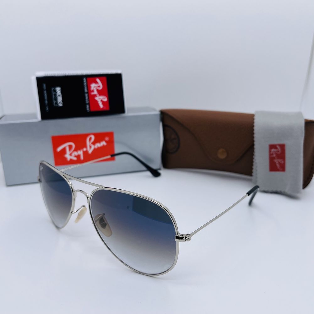 Солнцезащитные очки Ray Ban Aviator 3026 Silver-mBlue Grade 62м стекло