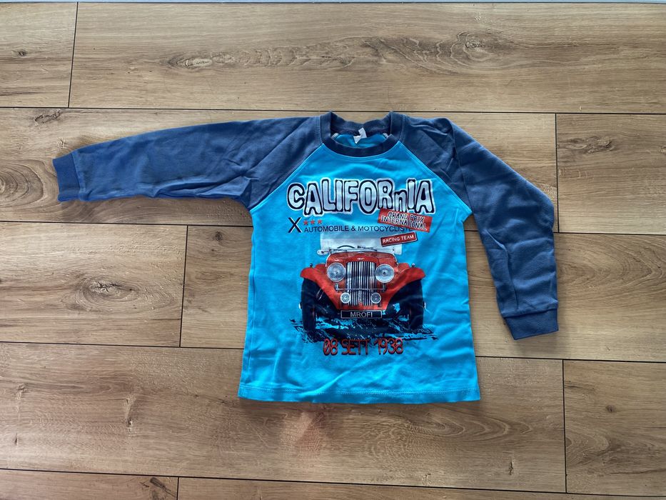 Niebieska, bawełniana bluzka z długim rękawem Mrofi r. 122 (6-7lat)