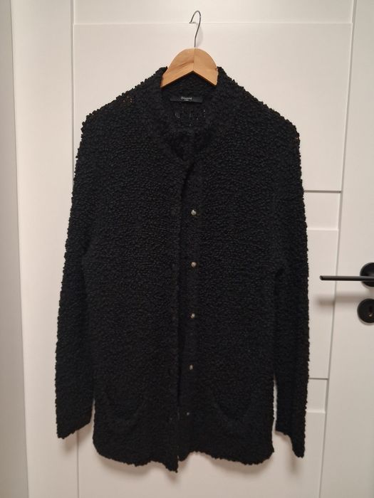 Made in Italy kardigan długi ciepły wełna jedwab M