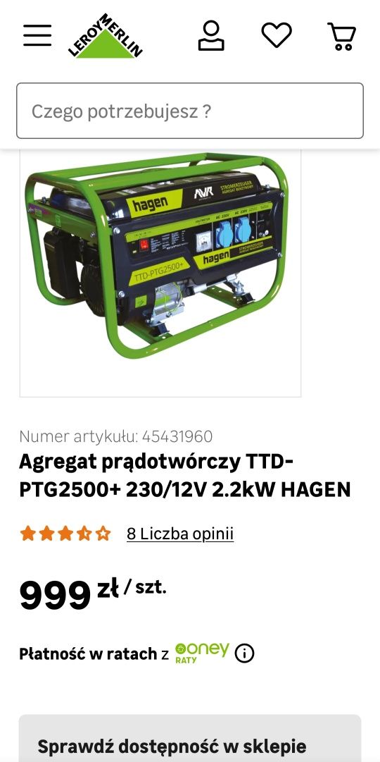 Jak nowy generator prądotwórczy agregat 2,2kW Hagen gwar. do