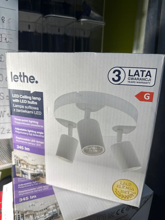 Lampa sufitowa Lethe z żarówkami LED w zestawie (3 lata gwar, paragon)