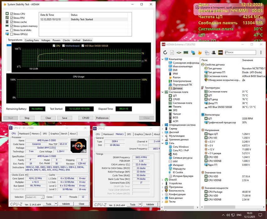Top Комплект АМ4 Steel Legend b450+5500+16Gb