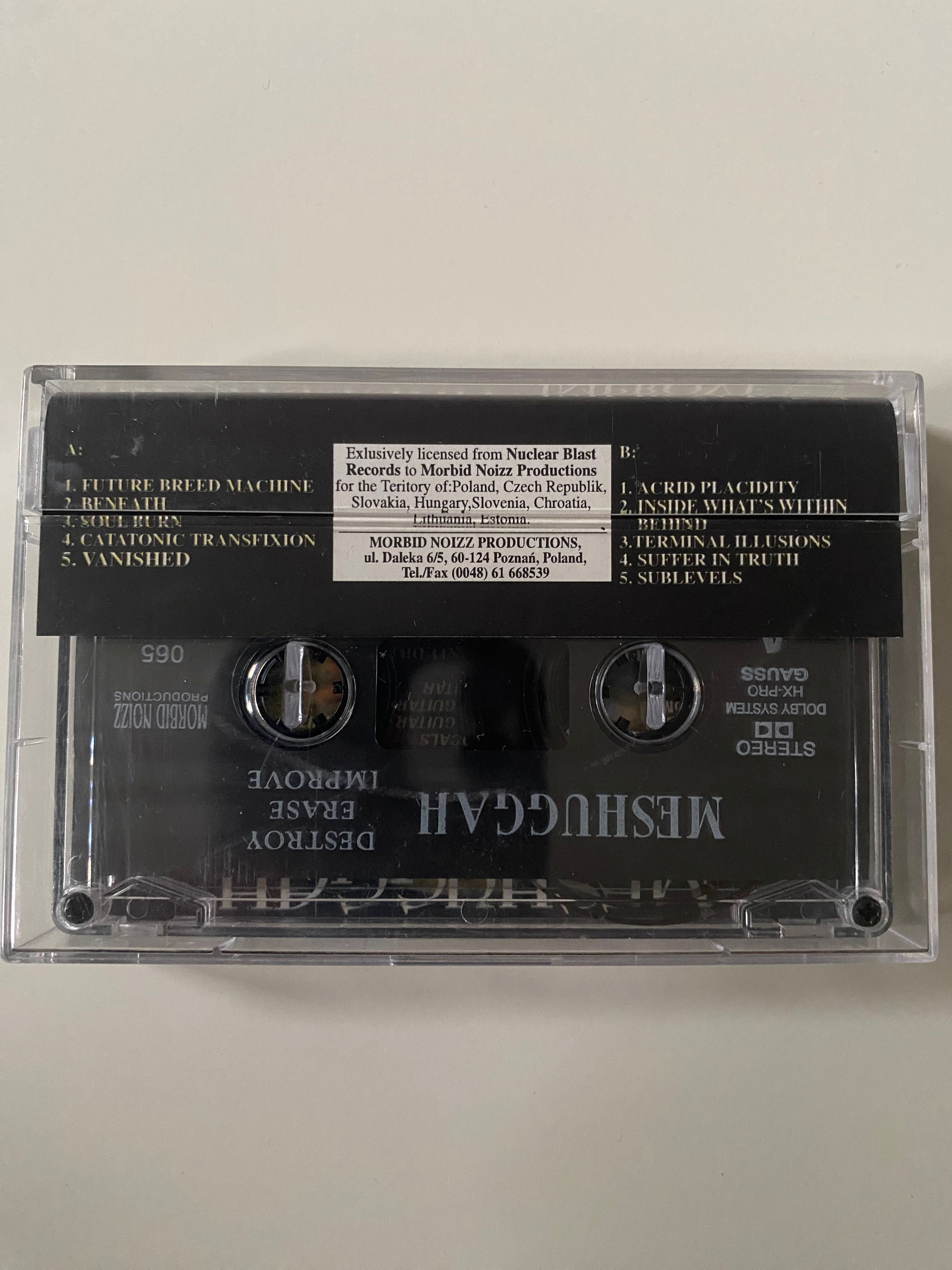 MESHUGGAH Destroy Erase Improve kaseta 1995