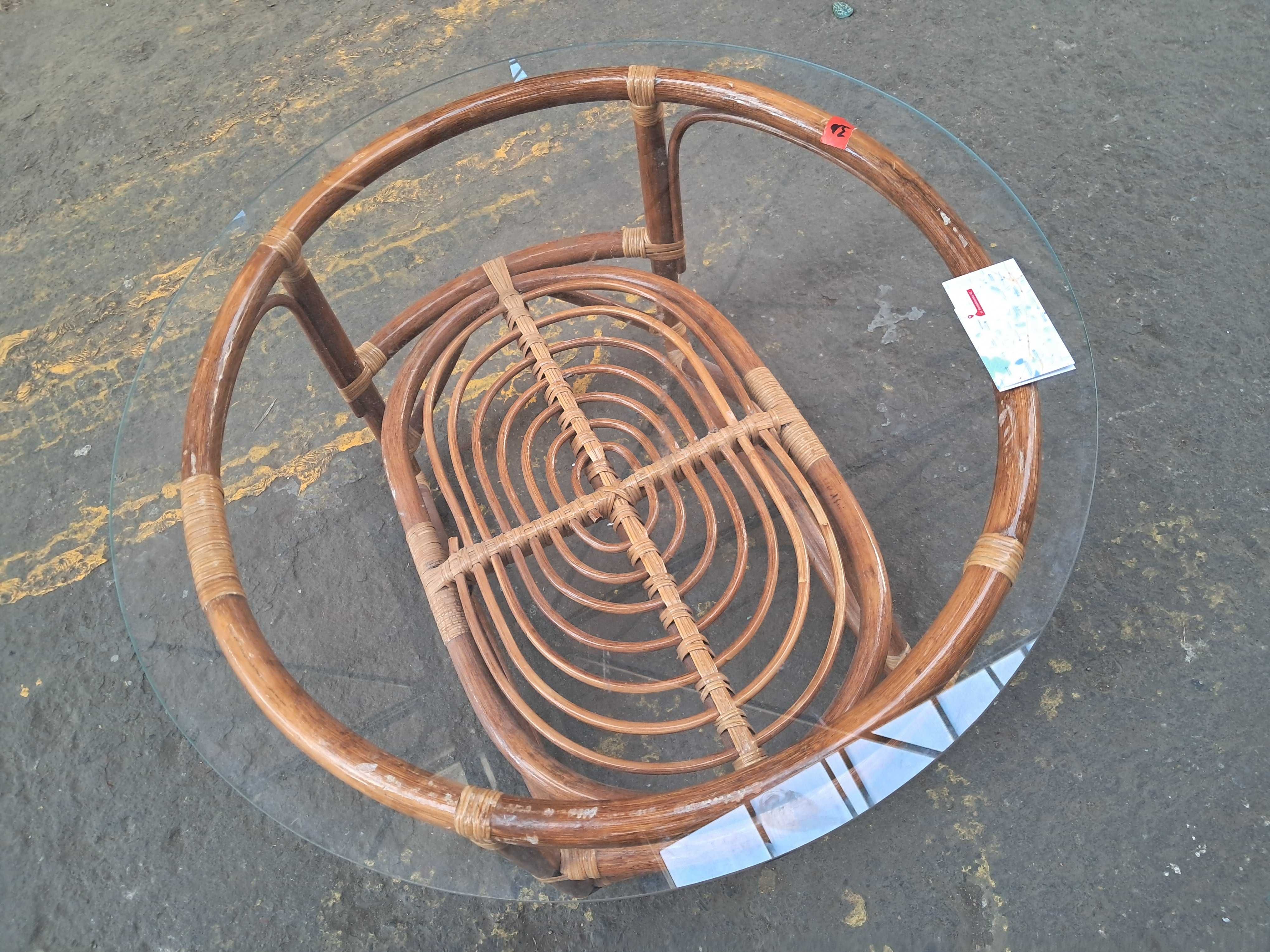 Stolik kawowy ,rattan,szkło