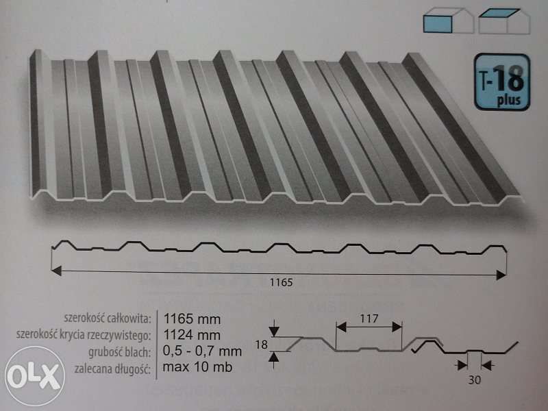 Blacha trapezowa, trapez T18 Plus ocynk Blachotrapez gratisy, Okazja!