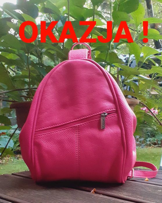 Supercena! Plecak torba 2in1 skórzany damski fuksja