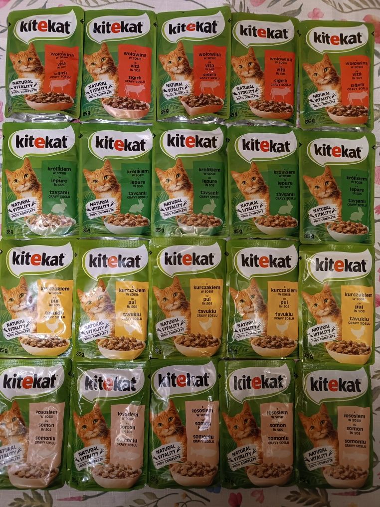 20 saszetek karmy dla kota Kitekat mix smaków